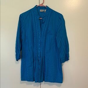 Chico’s Turquoise striped Button-Up Blouse size 2